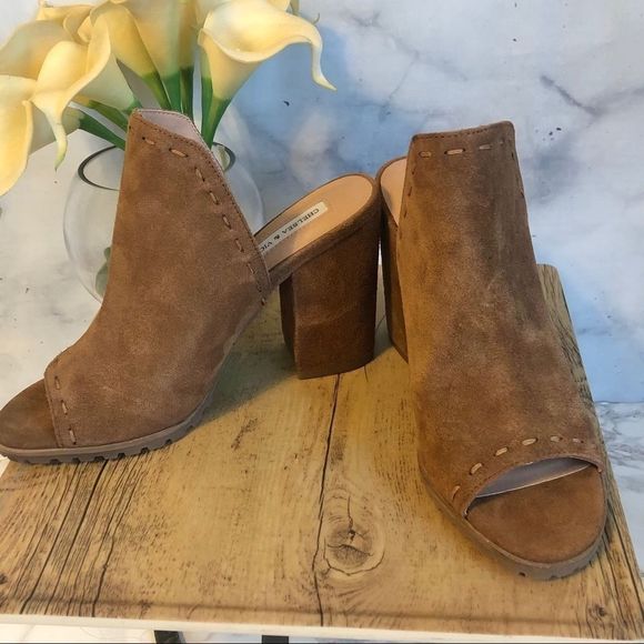Chelsea & Violet Shoes - Chelsea & Violet Tess Suede Open Toe Mules 8